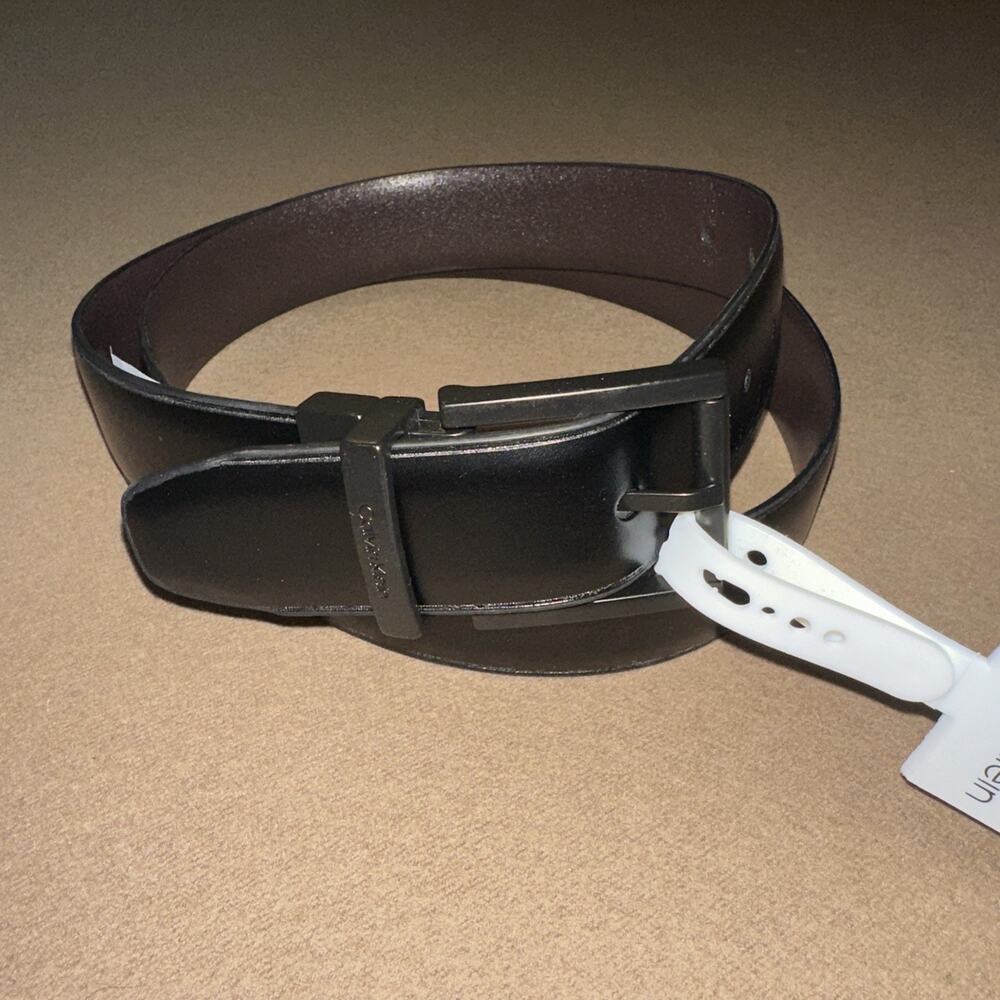 CALVIN KLEIN Men’s Black/Brown Reversible Belt Black Buckle Size XL 42-44